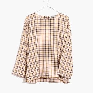NWT Madewell Women’s XS Plaid Boxy Top Tan Brown